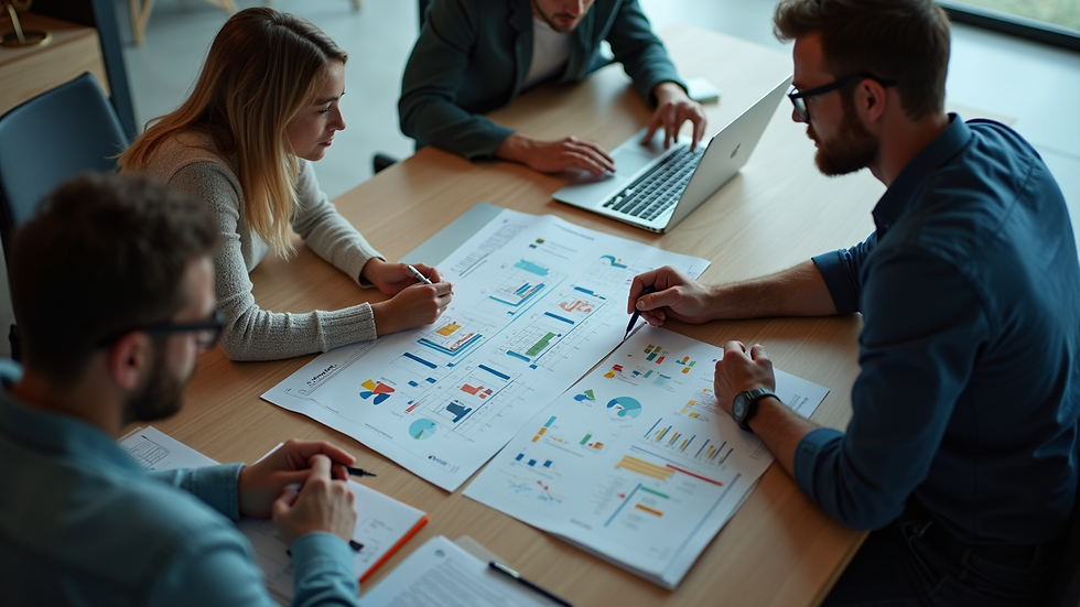High angle view of a team collaborating using project management software