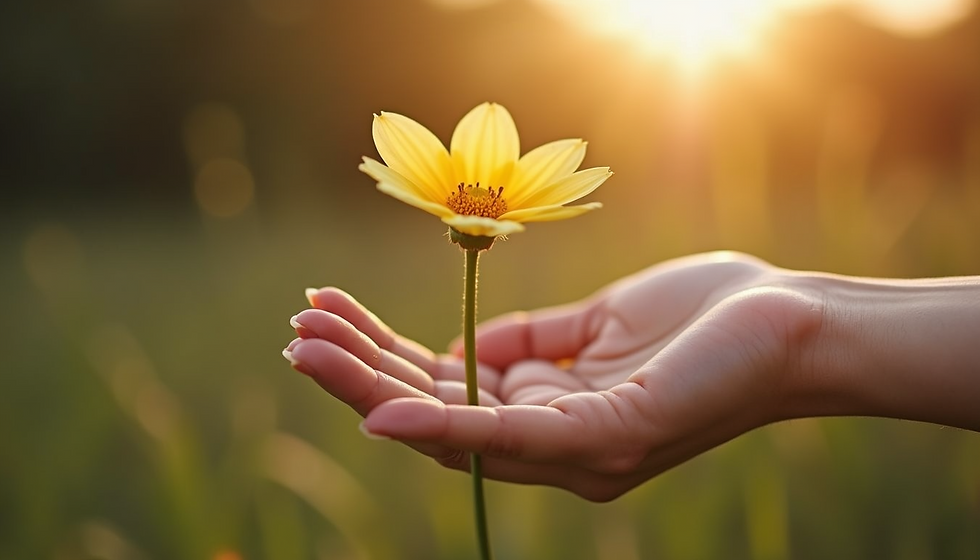 Eine Blume die gehalten wird