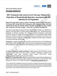 HIV Treatment with Antiretroviral Therapy Mitigates the High Risk of Mental Health Disorders Associated with HIV Infection in US Population