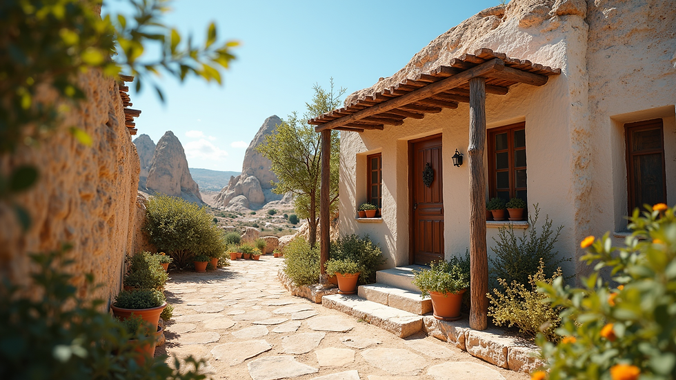 Eye-level view of a charming cottage in Cappadocia