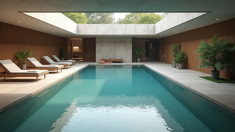 High angle view of a well-maintained spa pool area with modern design