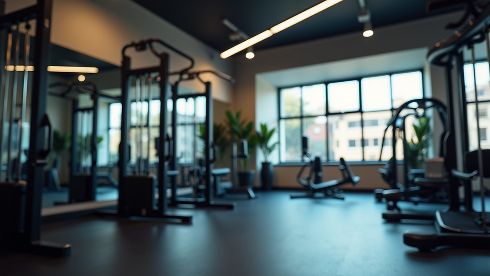 Eye-level view of a modern gym with professional equipment