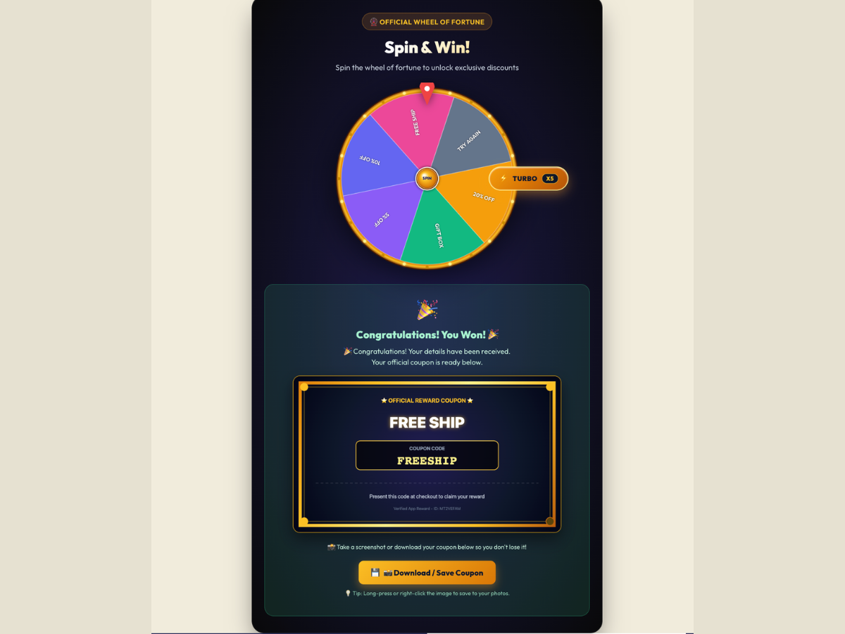 Wheel of Fortune - Spin & Win feature detail — Engagement app on the Wix App Market