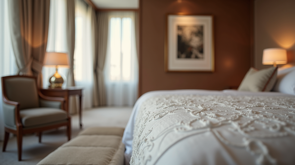 Close-up view of a luxurious bedroom with elegant furnishings at 912 Taksim Suites