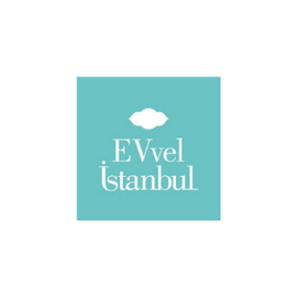 Evvel İstanbul logosu: açık yeşil kare üzerinde bulut ve yazı.
