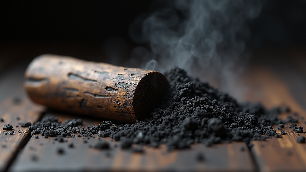 Close-up view of natural wood charcoal pieces