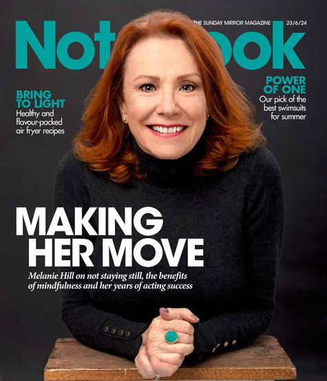 Headshot of actress, Melanie Hill on the cover of Notebook magazine