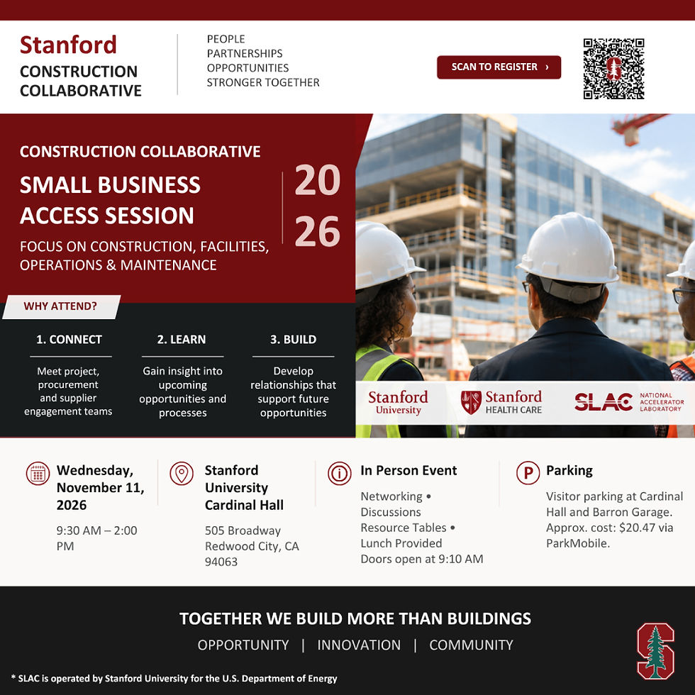 Join the Stanford Construction Collaborative Small Business Access Session on Nov 11