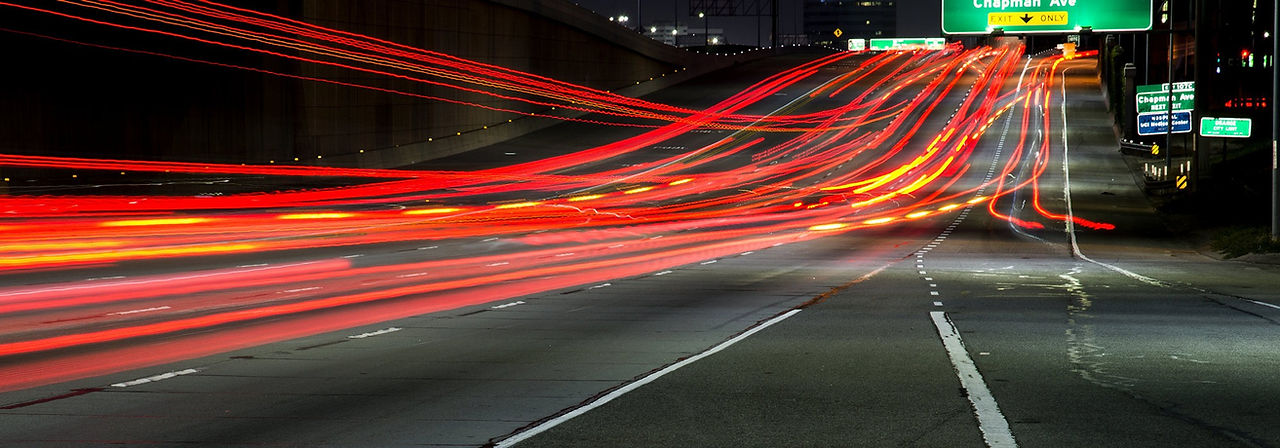 Streaks from tailights on freeway