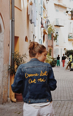 I'am the art work en Francais denim jacket