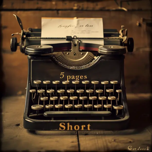 A typewriter with a 5 pages or less Short script package
