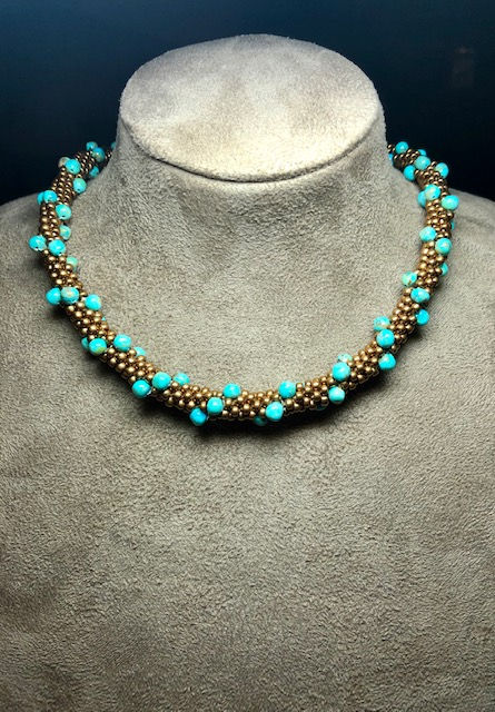 Thumbnail: Kingman Turquoise Kumihimo Necklace