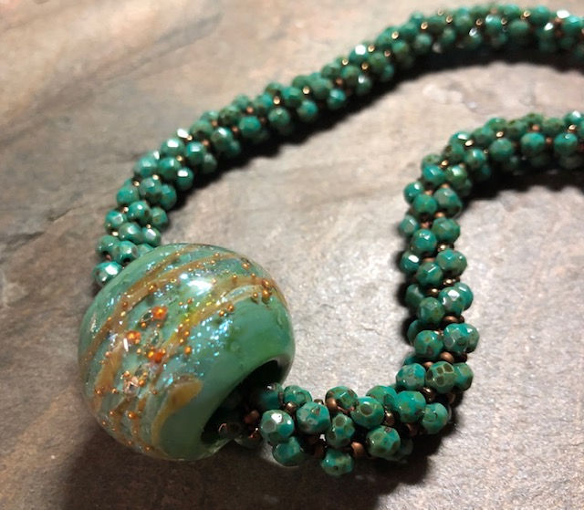 Thumbnail: Czech Fire-Polished Kumihimo Necklace