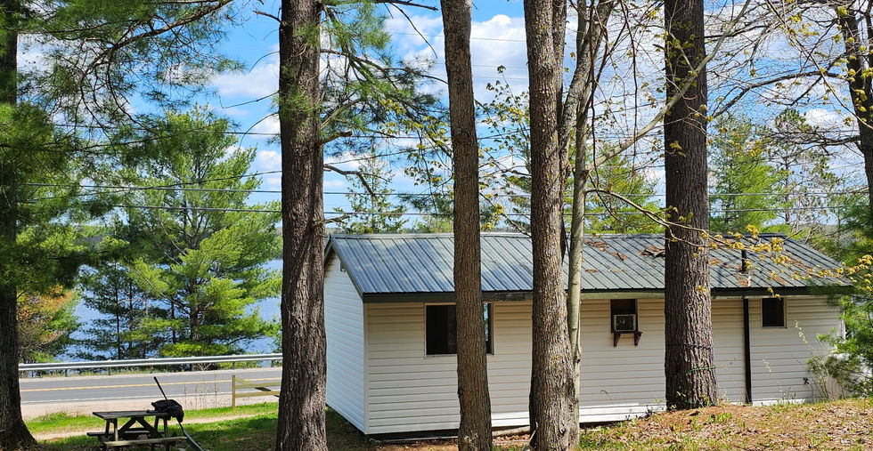 Mazinaw Lakeview Cabin 1 Back of cabin, exterior view.