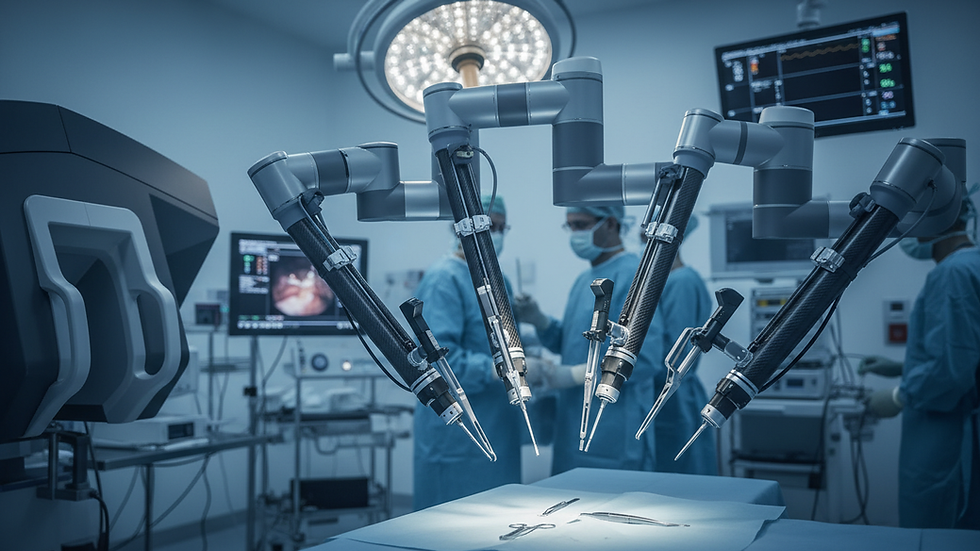 Close-up view of robotic surgical system in hospital operating room