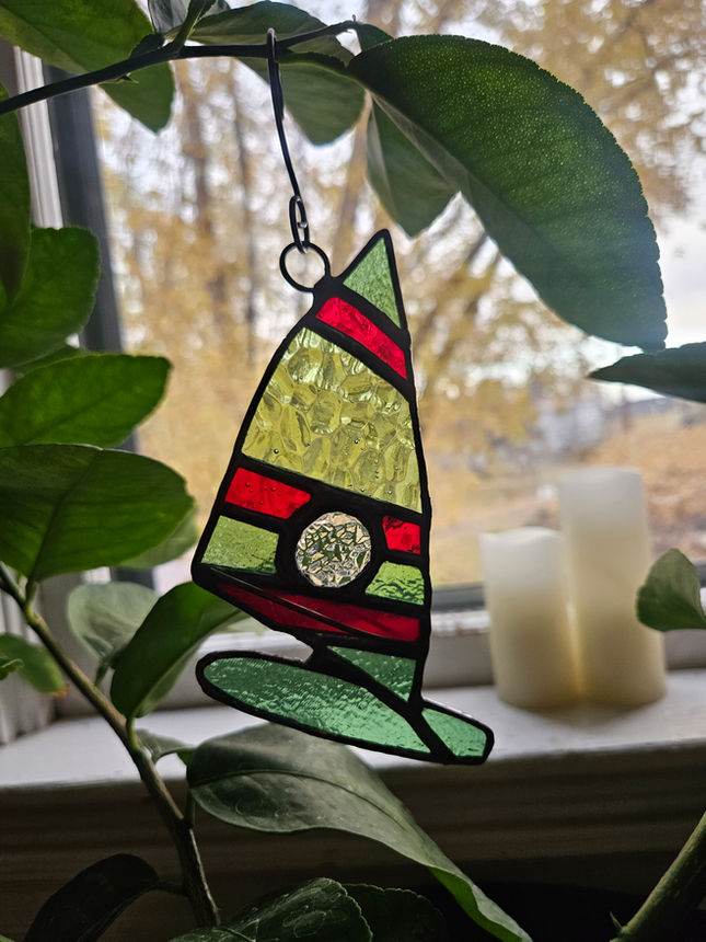 Red and green design.