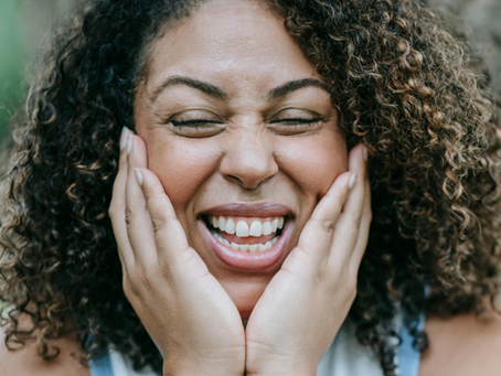 Girl worked of wrinkles , happy