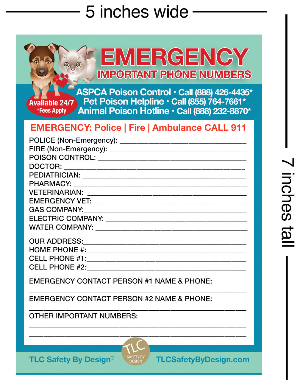 TLC Safety By Design Downloadable Emergency Contact Card Graphic