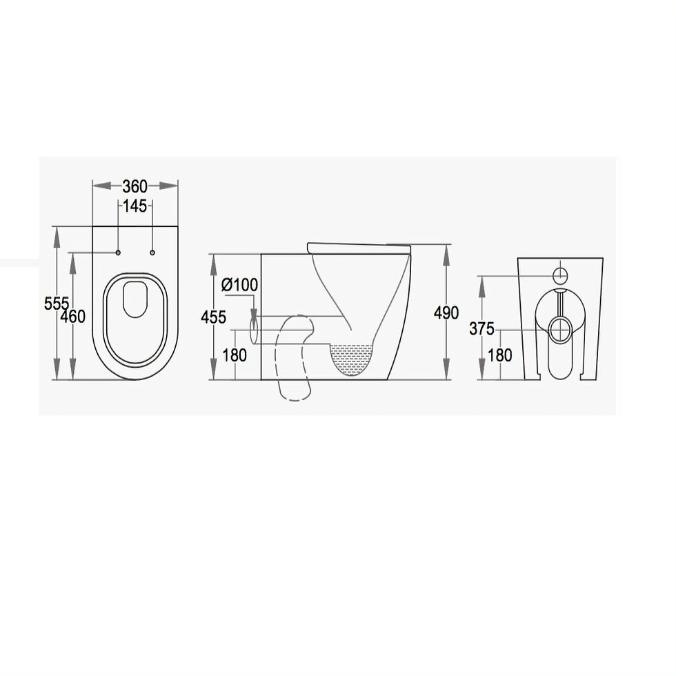 Thumbnail: Comfort Height Back to Wall Toilet Pan – Curved Rimless with Soft Close Seat
