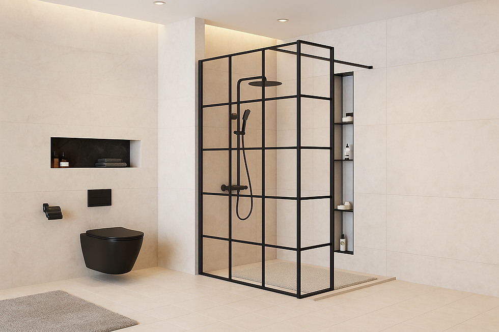 ICON 8mm Grid Wetroom Screen (Matt Black)