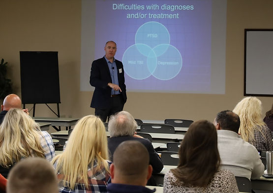 WMVOP member John Paradis giving a talk on veteran mental health