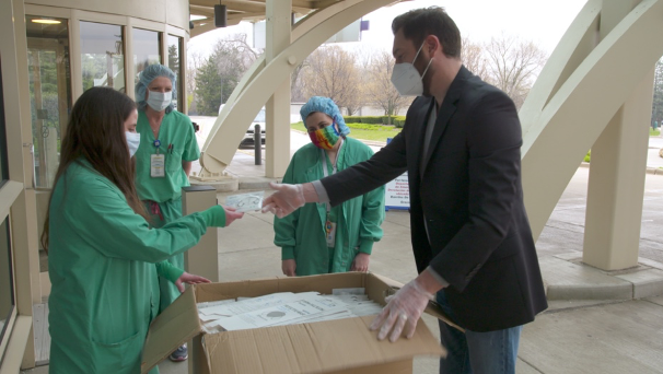 MediViCo team delivering donation to Advocate Healthcare