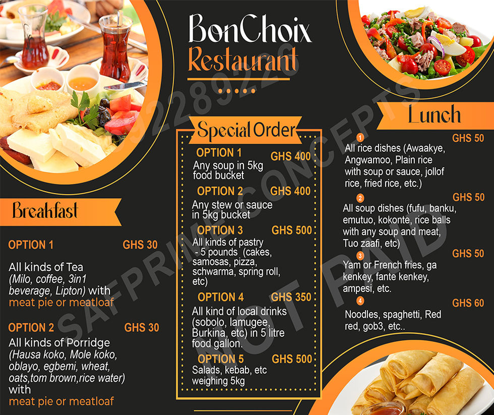 Restuarant menu flyer