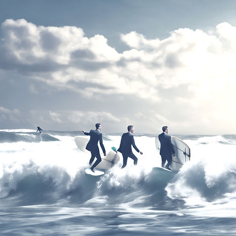 calmfidence nell puetter businessmen surfing in ocean.jpg