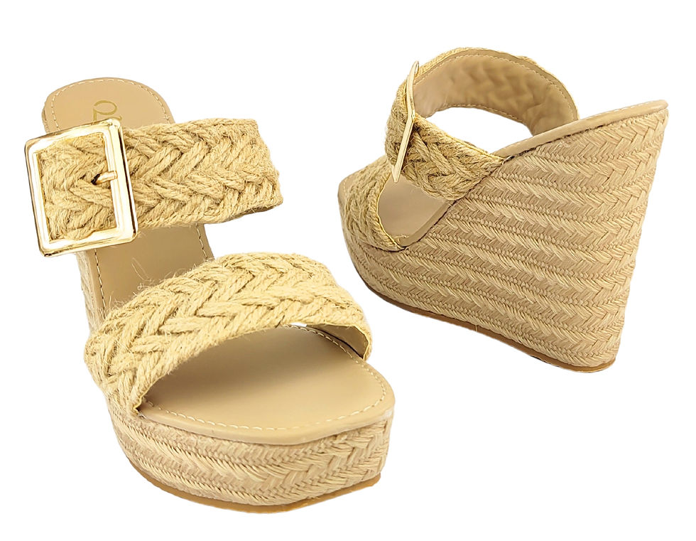 Miniatura: Sandalia de PlataformaForrada en Yute con Tiras Trenzadas