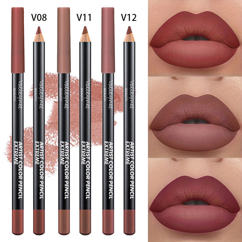 Miniatura: 3pcs/Set Nude Lip Liner Makeup Set Waterproof Matte Long Lasting Velvety Texture