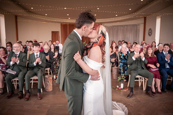First kiss wedding photography at the Out Barn in Clitheroe by Gemma Cullen