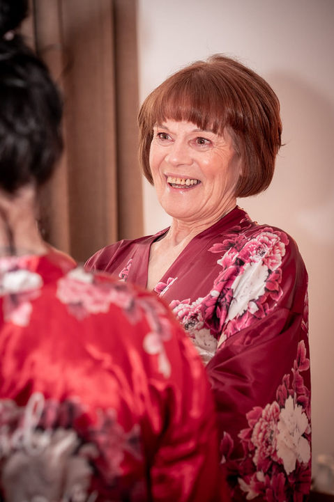 Mother of the bride laughing at Hope Street Hotel, Liverpool