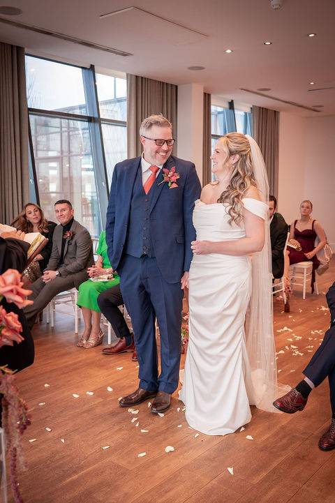 Bride and groom during ceremony at Hope Street Hotel, Liverpool