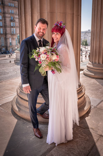 Newlyweds at St George's Hall in Liverpool
