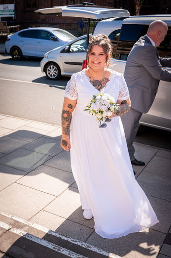 Arrival of bride at ceremony