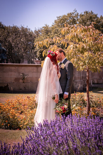 Newlyweds at St George's Hall in Liverpool