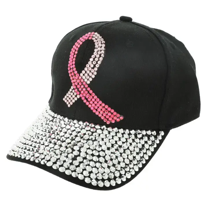 Thumbnail: Breast Cancer Awareness Ribbon Rhinestone Baseball Cap