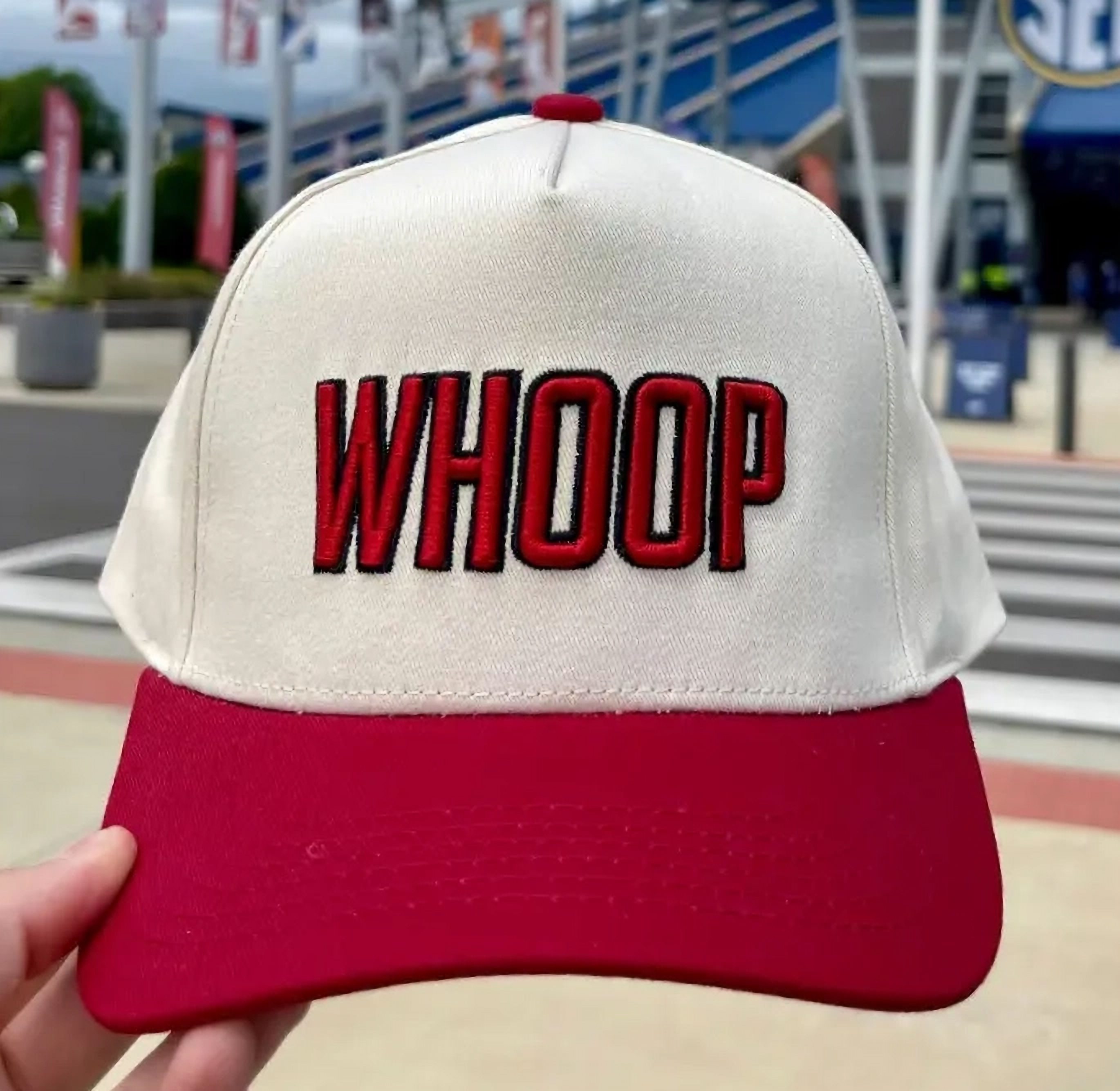 Red Whoop Embroidered Trucker Hat