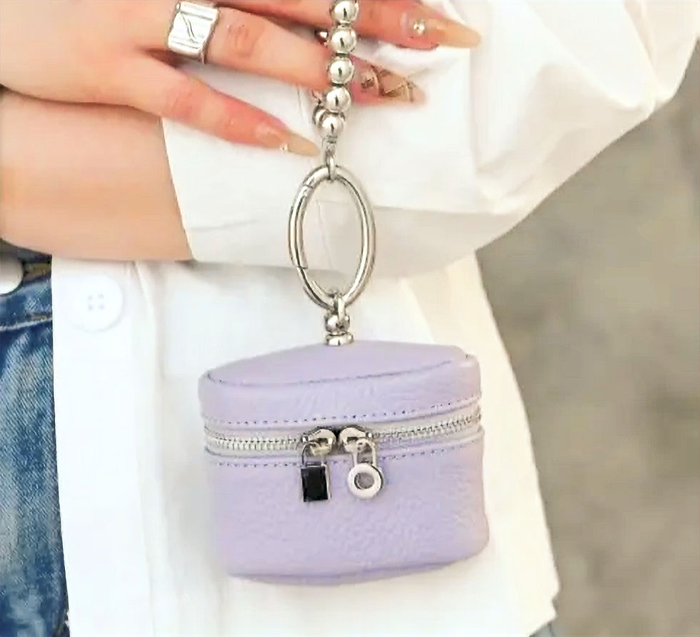 Thumbnail: Leather Sling Key Chain Mini Purse Charm