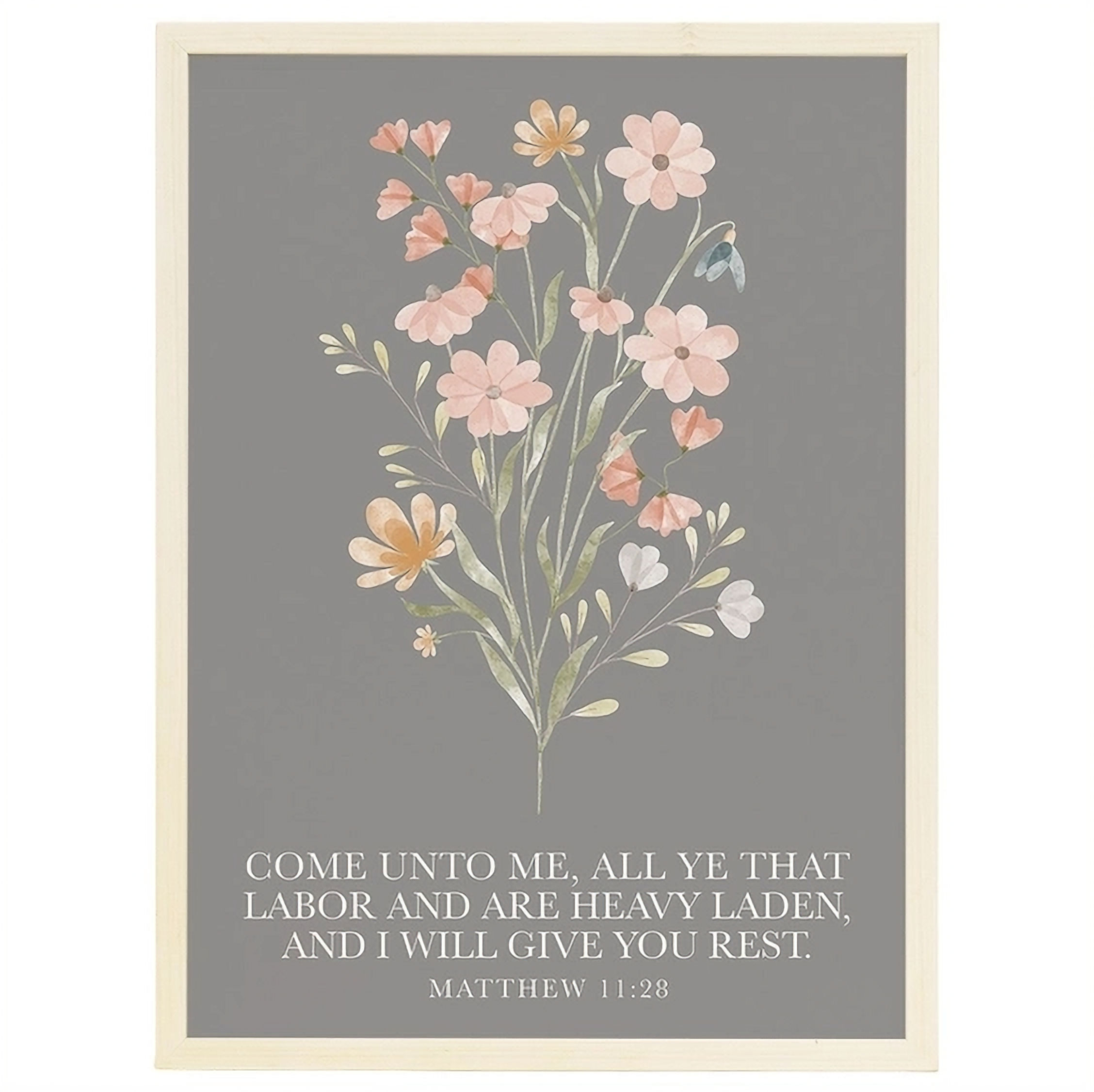 Come Unto Me Flowers Thin Frame Rectangle