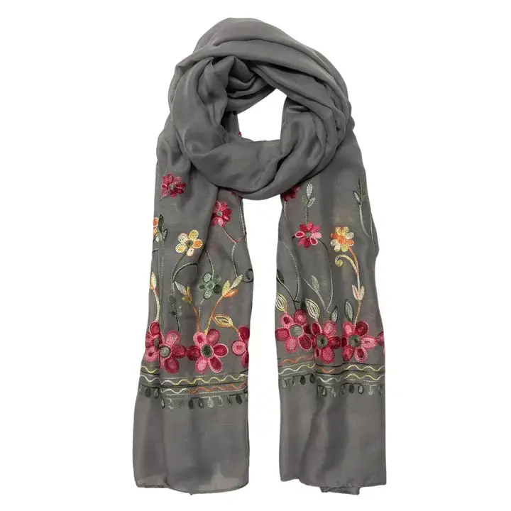 Thumbnail: Embroidered Scarf/Shawl with Flowers