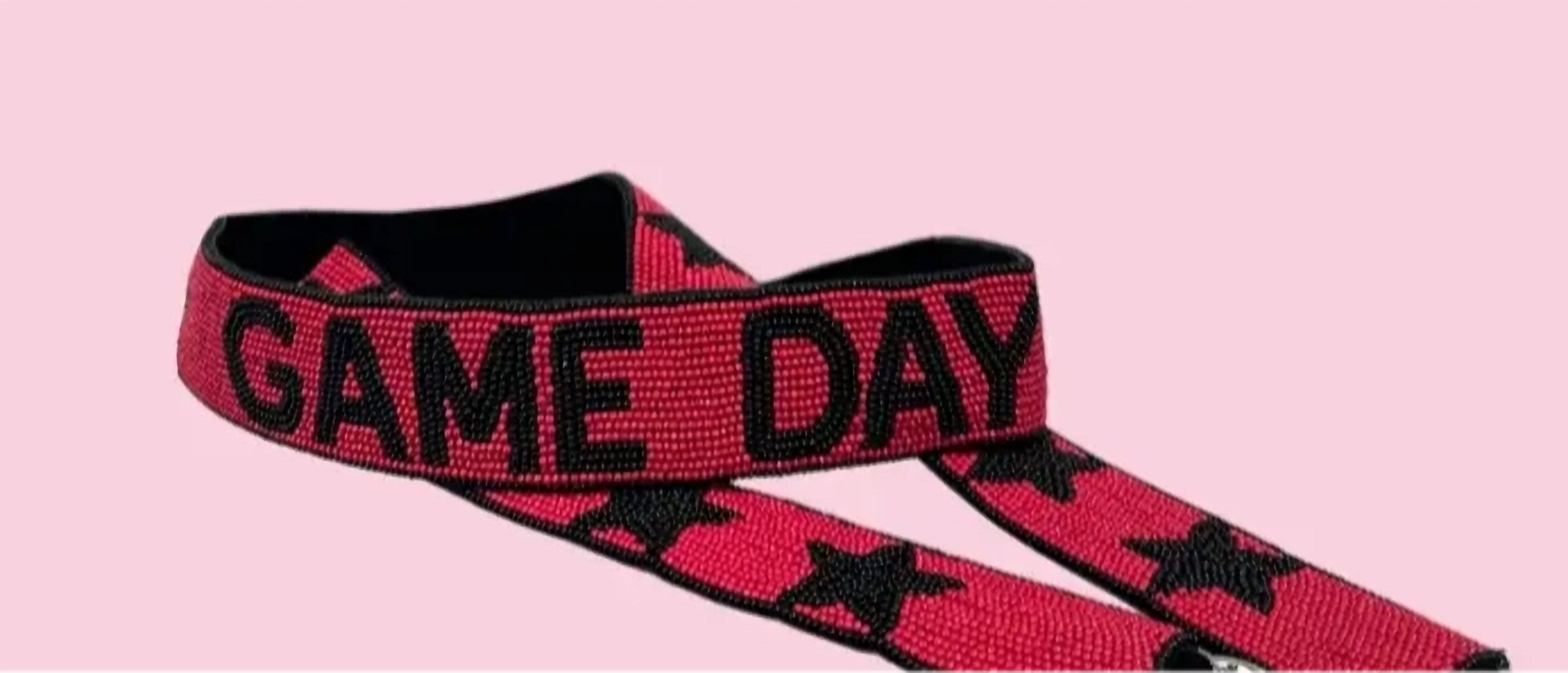 Red & Black Game Day Beaded Bag Strap