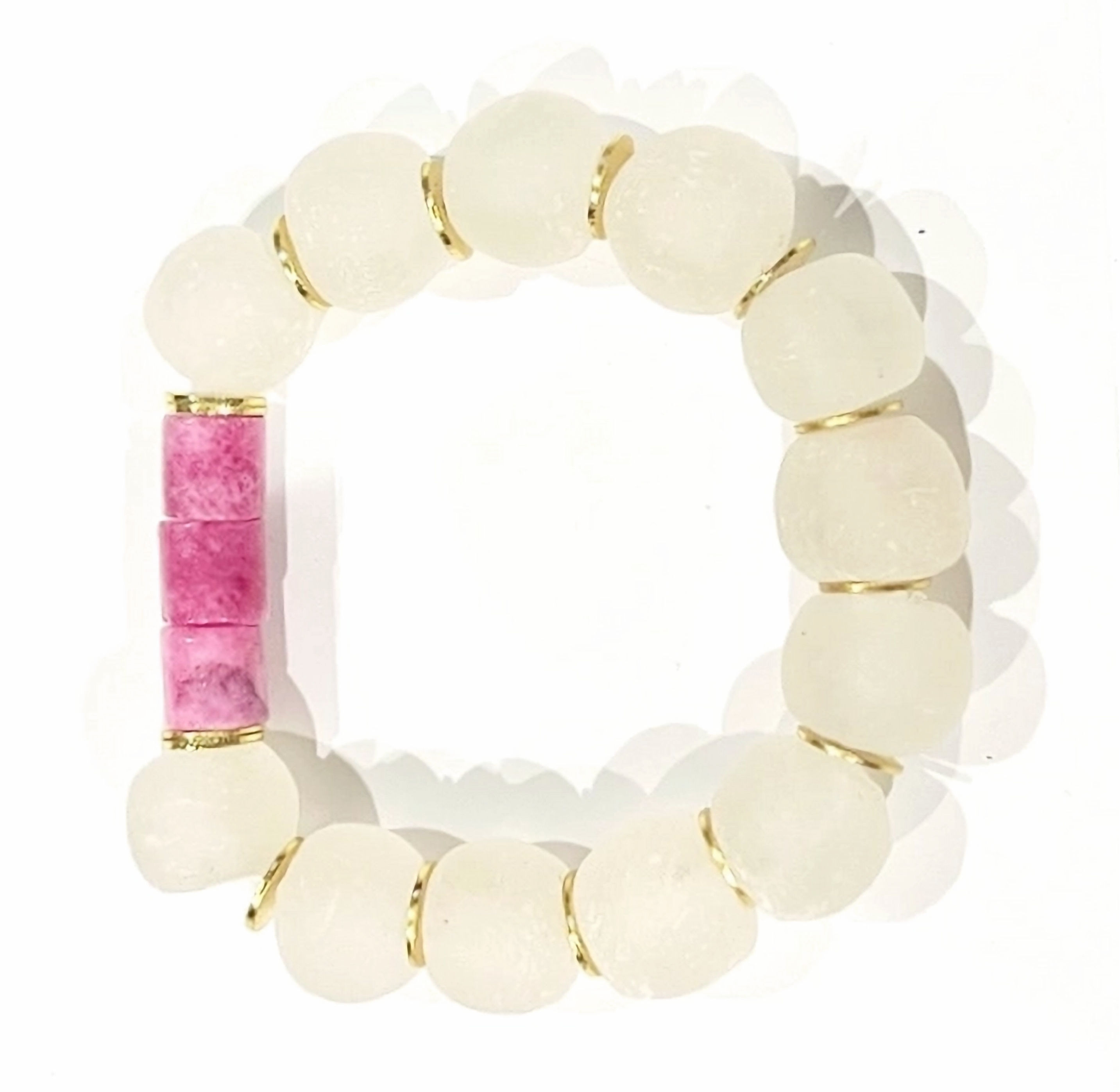 Jade & Recycled Glass Bead Stretch Bracelet
