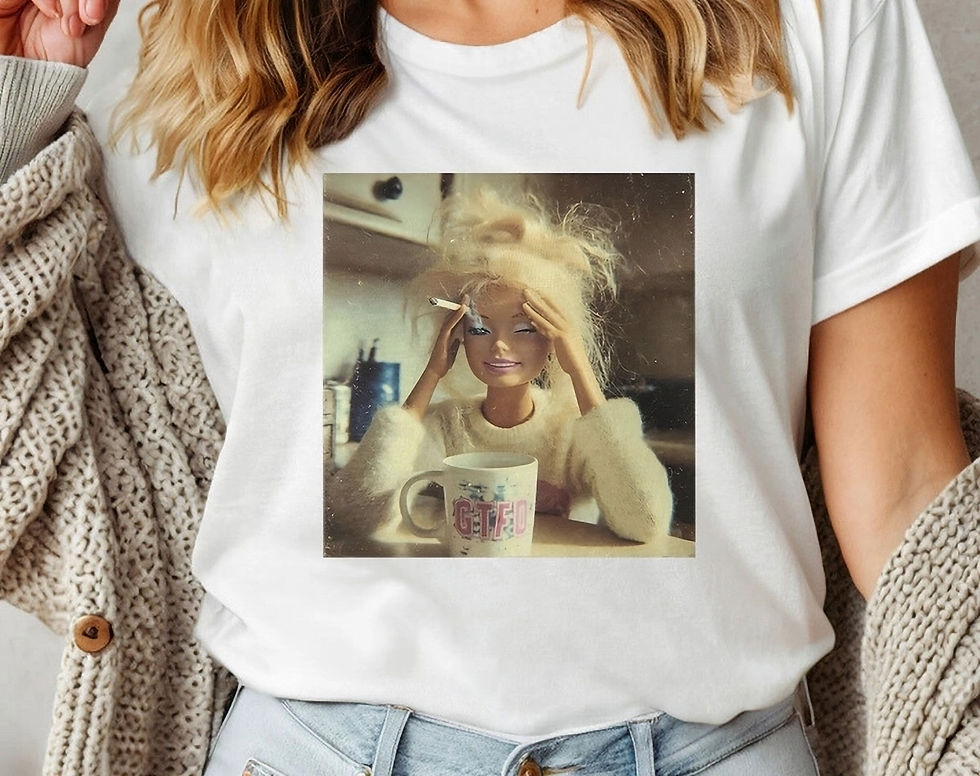 Thumbnail: Doll Face Meme Drinking Coffee Hot Mess Short Sleeve Graphic Tee