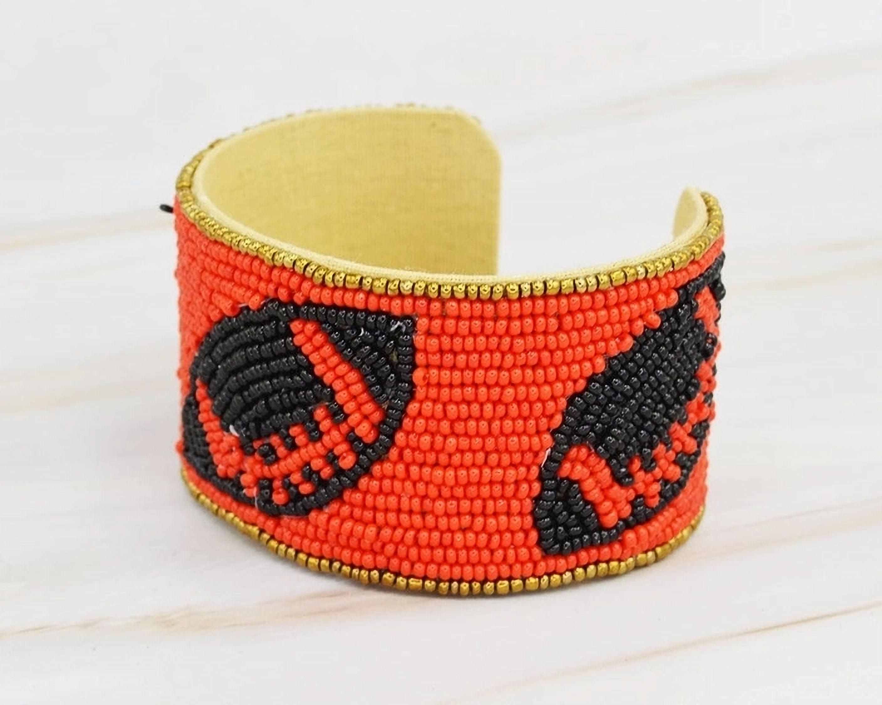 Gameday Football Beaded Cuff Bracelet