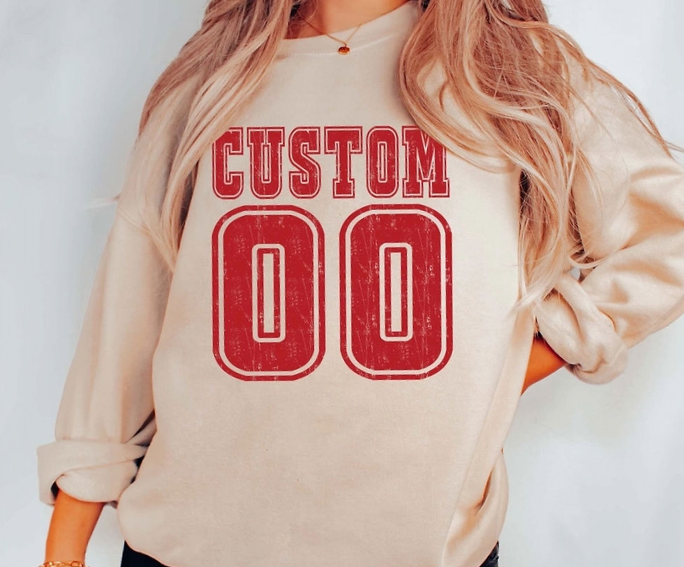 Thumbnail: Athletic Distressed Team & Number Custom Sweatshirt
