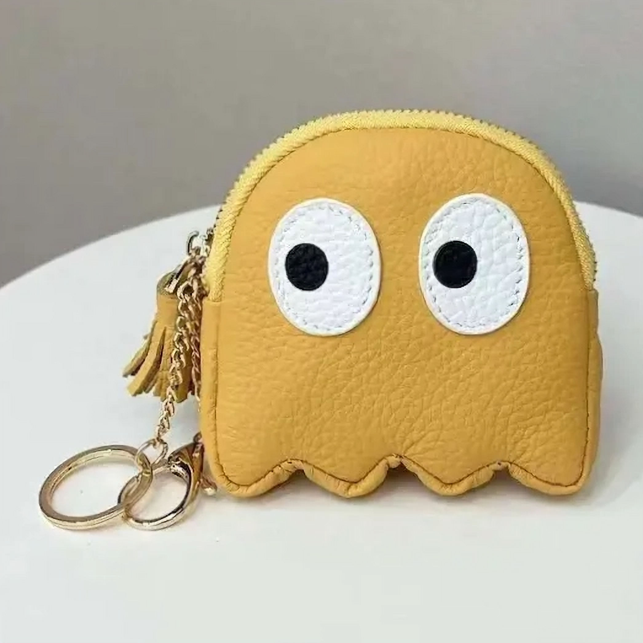 Googly Eyes Leather Coin Purse w/Keychain