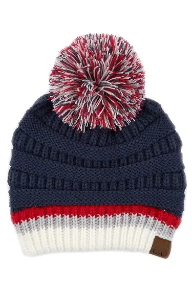 Thumbnail: Team Color Ribbed Beanie with Pom