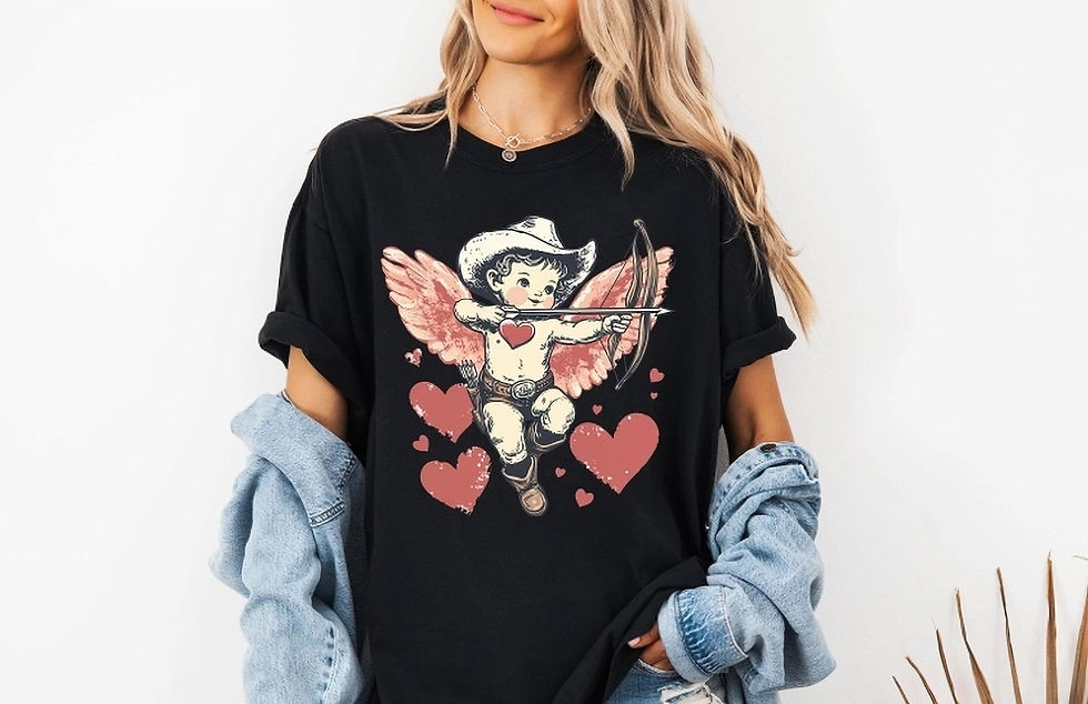 Thumbnail: Cute Western Cowboy Cupid Short Sleeved Graphic Tee