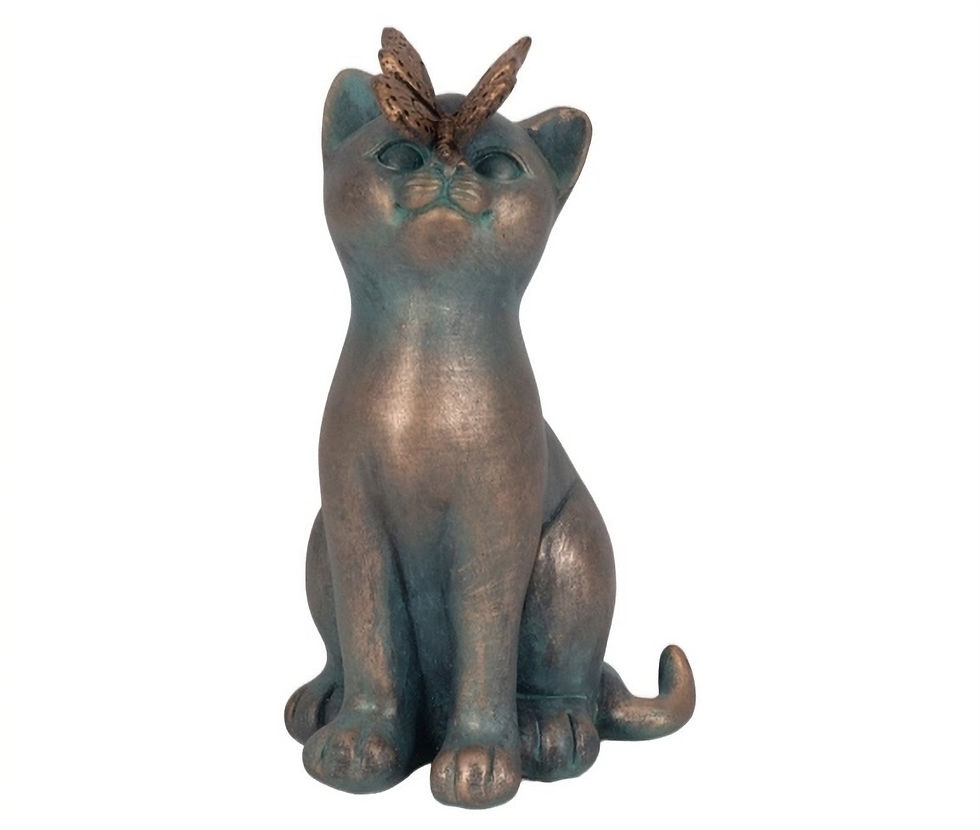 Thumbnail: 8" Multicolor Resin Butterfly On Cat's Nose Sculpture
